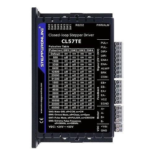 Шаговый драйвер с замкнутым контуром серии TE 0,5-7,0А 24-50В постоянного тока для шаговых двигателей Nema 17, 23, 24 - CL57TE | StepperOnline