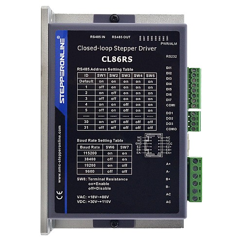 Драйвер шагового двигателя с замкнутым контуром Modbus RS485 2,1–8,0 А, 30–110 В постоянного тока или 18–80 В переменного тока