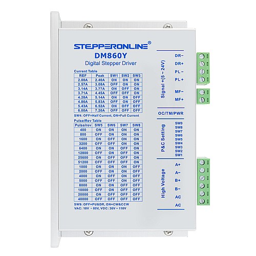 Цифровой шаговый драйвер серии Y 2.4-7.2A AC18V-80V/DC 36V-110V для двигателя Nema 34
