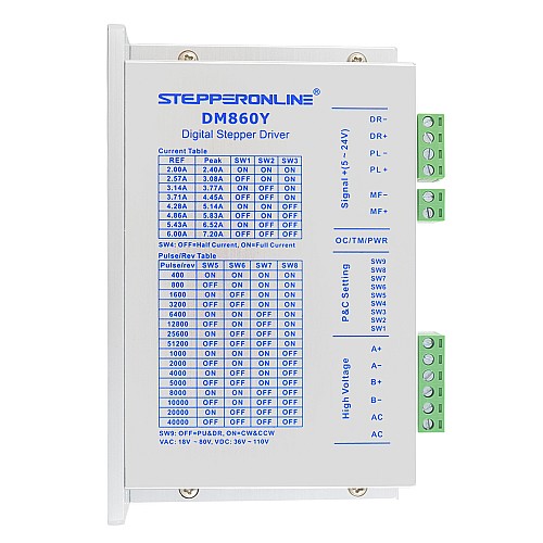 Цифровой шаговый драйвер серии Y 2.4-7.2A AC18V-80V/DC 36V-110V для двигателя Nema 34 Цифровой шаговый драйвер серии Y 2.4-7.2A AC18V-80V/DC 36V-110V для двигателя Nema 34