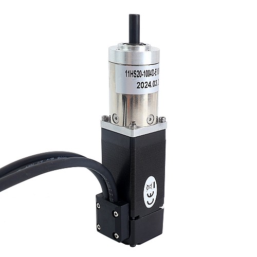 Шаговый двигатель Nema 11 с редуктором замкнутого контура, длина 51 мм, передаточное отношение 51:1, энкодер 1000 имп/об (4000 имп/об)