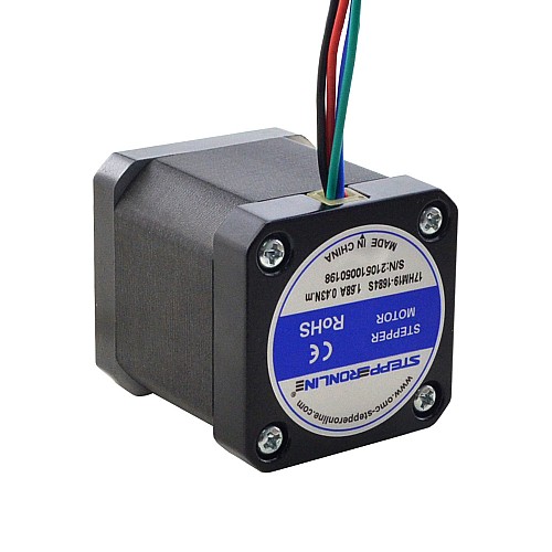 Nema 17 биполярный 0,9 градуса 44 Н·см (62,3 унции·дюйма) 1,68 А 42x42x48 мм 4 провода